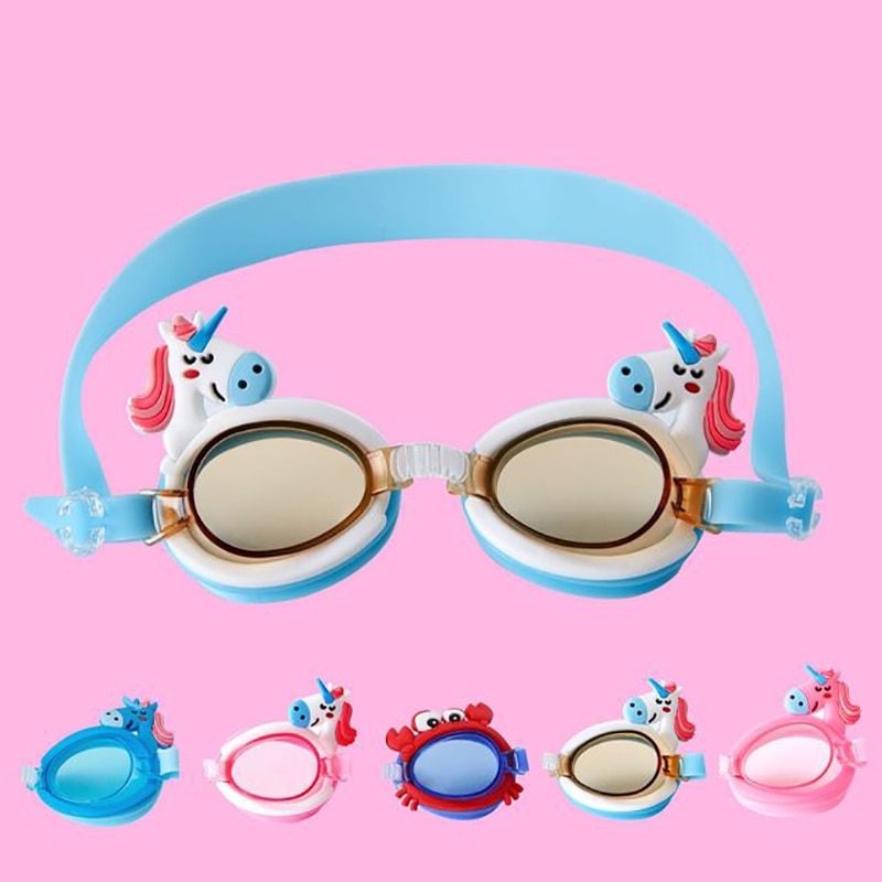 Cute Unicorn Shape Children Kids Silicone Transparent Swim goggles Waterproof Eyewear Anti-Fog Glasses For Pools Swimming - ArtificialBeast