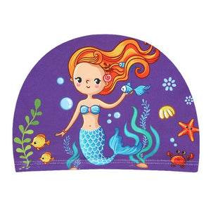 Swimming Cap for Children Elastic Fabric Cute Cartoon for Long Hair Lovely Kids Protect Ears Swim Pool Hat for Boys Girls Swim - ArtificialBeast