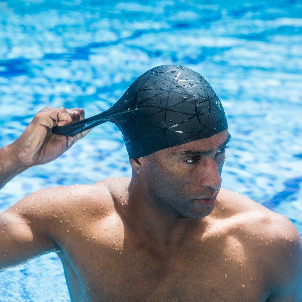 3D Elastic Professional Silica Gel Swimming Cap Waterproof Ear Protection Adult Men Women Long Hair Swim Hat Cover Ear Bone Pool - ArtificialBeast