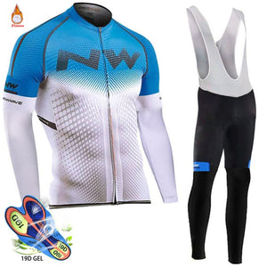 2019 Pro Team Winter Thermal Fleece Cycling Clothes Men Long Sleeve Jersey Suit Outdoor Riding Bike MTB Clothing Bib Pants Set - ArtificialBeast