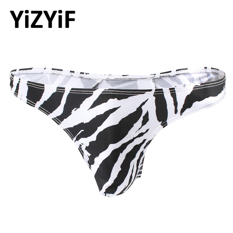 Mens swim briefs bikini Swimwear Men swimsuit Zebra Stripe Low Rise Pouch design Gay Men Underwear stretchy fabric T-Back thongs - ArtificialBeast