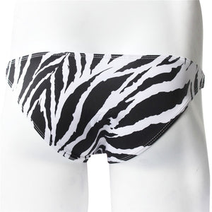 Mens swim briefs bikini Swimwear Men swimsuit Zebra Stripe Low Rise Pouch design Gay Men Underwear stretchy fabric T-Back thongs - ArtificialBeast