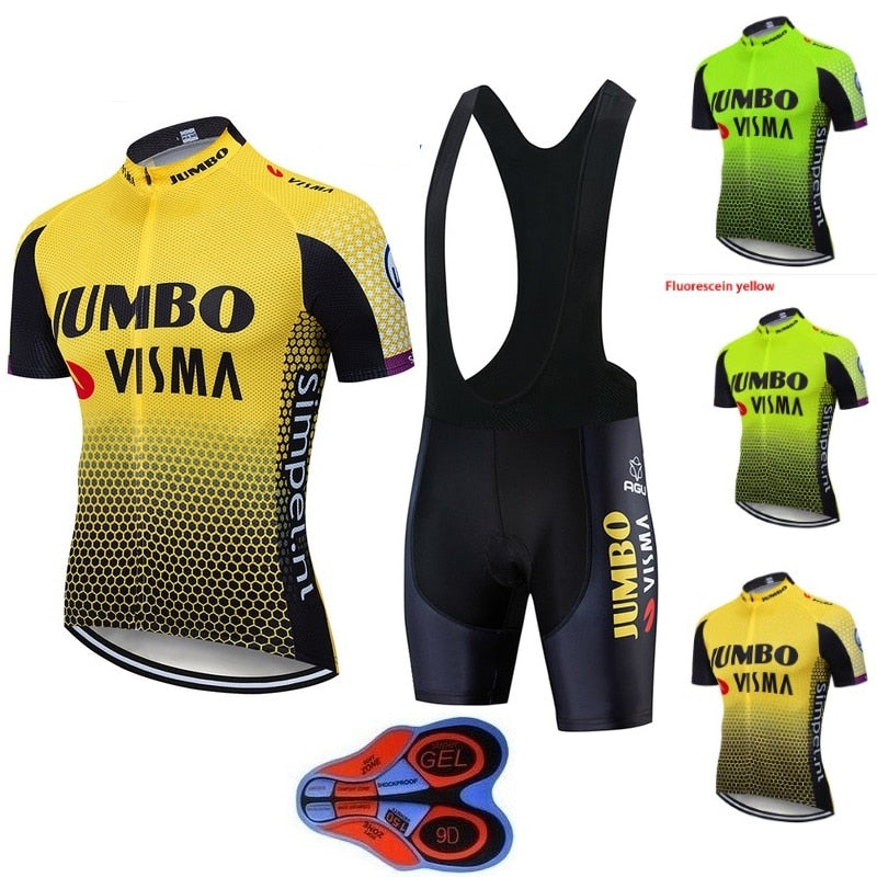 2019 Pro team jumbo visma cycling jersey set mens bicycle maillot MTB Racing ropa Ciclismo summer quick dry bike cloth 9D GEL - ArtificialBeast