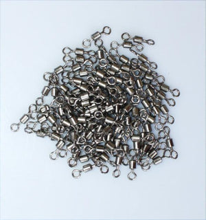 100PCS Stainless Steel Fishing Barrel Ball Bearing Rolling Swivel Solid Rings Line Hook Connecting Ring Lures Connector 7# 1 cm - ArtificialBeast