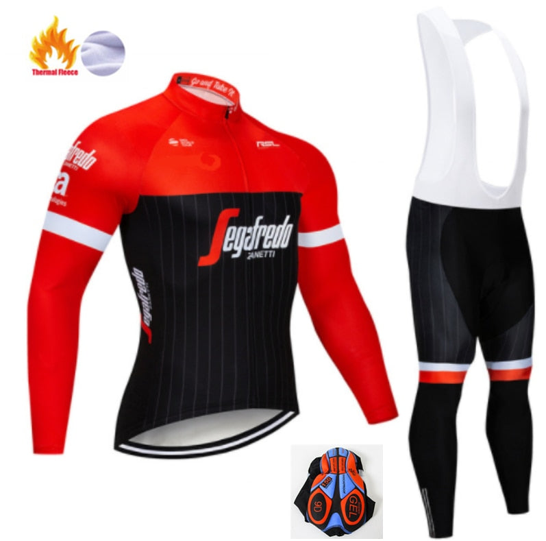 2019 Spain Men Winter Thermal Fleece Jerseys Long Sleeve Set Cycling jerseys training race Bicycle Tight Cycling Clothing - ArtificialBeast