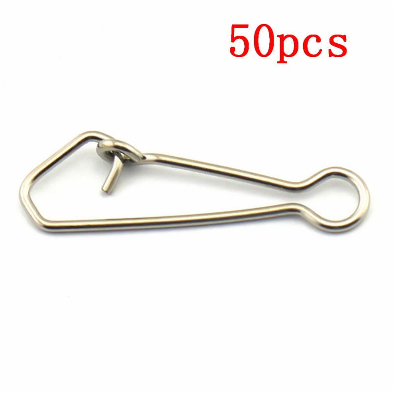 50pcs Stainless Steel Fishing Swivels Hooked Snaps Fishing Hook Line Connector Sea Swivel Rolling Snap 0/3/4/5/6# - ArtificialBeast