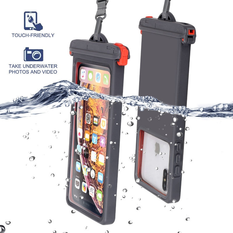 Queshark Anti-falling Waterproof Mobile phone bag Swimming Phone Case Holder Underwater Seal Snowproof Touch Bag Below 6.9inch - ArtificialBeast