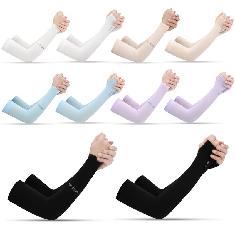 Women Men UV Protection Cooling Arm Sleeves Compression Sunscreen Long Cover Fingerless Gloves for Running Cycling Fishing Sport - ArtificialBeast