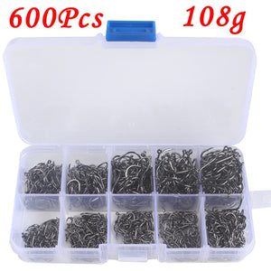 100-600pcs/Box High Carbon Steel Fishing hooks Mixed Size Barbed jig hook Carp Fishing Jig Head for Fly fishing Accessories - ArtificialBeast