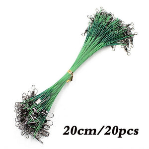 20PCS Anti Bite Steel Fishing Line Steel Wire Leader With Swivel Fishing Accessory Lead Core Leash Fishing Wire 15CM-50CM - ArtificialBeast