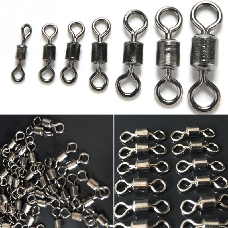 100Pcs Ball Bearing Swivel Solid Rings Fish Connector Round 8 Shape Eye Rolling Swivels Rig Sea Carp Fishing Tools #22 - ArtificialBeast