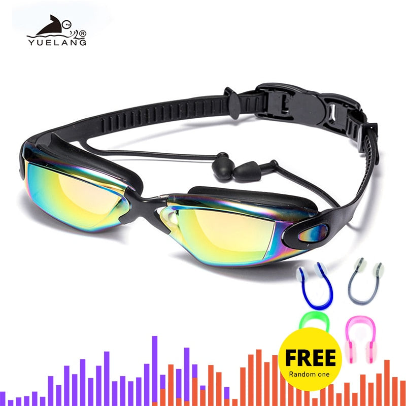 Professional Swimming Goggles swimming glasses with earplugs Nose clip Electroplate Waterproof Silicone очки для плавания adluts - ArtificialBeast