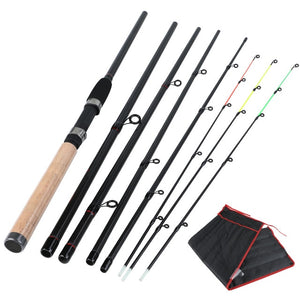 Sougayilang New Feeder Fishing Rod Lengthened Handle6 Sections Fishing Rod L M H Power Carbon Fiber Travel Rod Fishing Tackle - ArtificialBeast