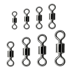 New Hot 10PCS Fishing Barrel Bearing Rolling Swivel Solid Ring LB Lures Connector 1# 4# 6# 8# 10# 12# - ArtificialBeast