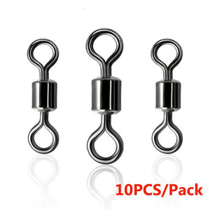 10-50pcs/Lot 1#2#4#10#12# Fishing Connector Pin Bearing Rolling Swivel Connector Stainless Steel with Snap Fishhook Lure Tackle - ArtificialBeast