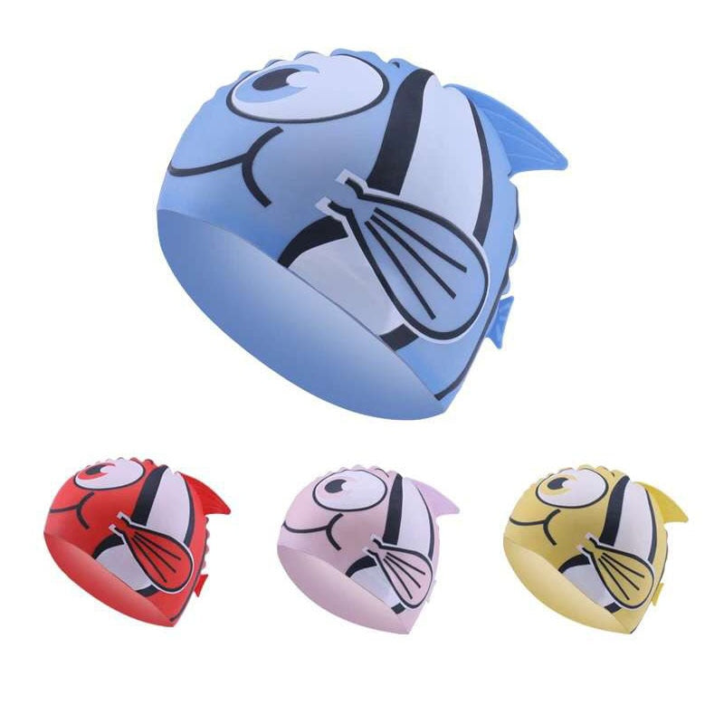 Cartoon Swimming Cap Children Waterproof Animal fish Print kids swim caps silicone Swimming hat - ArtificialBeast