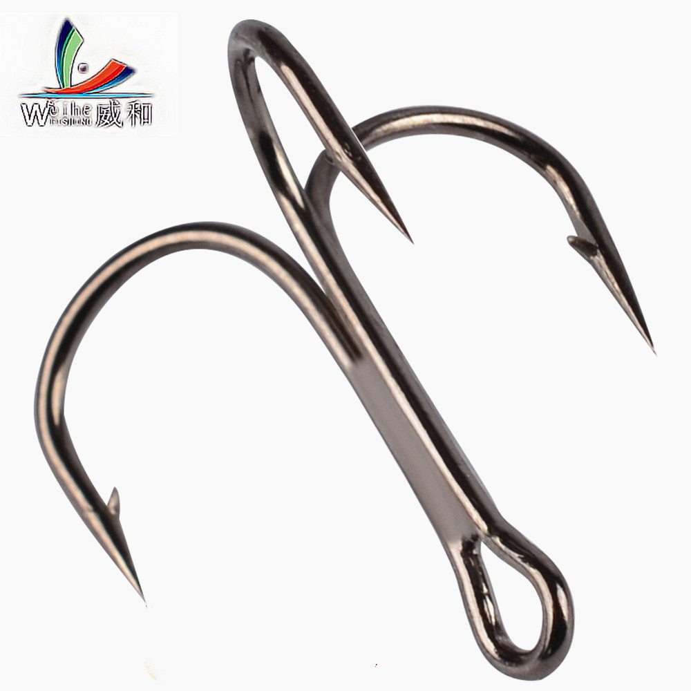 10pcs Fishing Hooks High Steel Carbon Material Treble Black Fishing Hook Round Folded Saltwater Bass 3/0 # -10 # Tackle Tools - ArtificialBeast