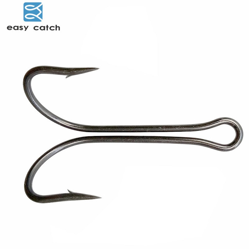 Easy Catch 20pcs/lot Carbon Steel Fishing Hooks Crank Hook Fly Tying Double Hook For Bass Lure Fishing Accessories - ArtificialBeast