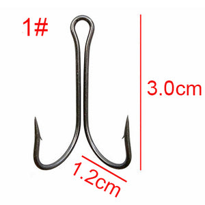 Easy Catch 20pcs/lot Carbon Steel Fishing Hooks Crank Hook Fly Tying Double Hook For Bass Lure Fishing Accessories - ArtificialBeast