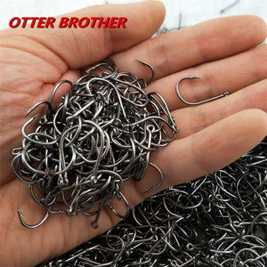 High Carbon Steel Fish Hook Barbed 30PCS 3#-12# Series In Fly Fishhooks Worm Pond Fishing Bait Holder Jig Hole Accessories Pesca - ArtificialBeast