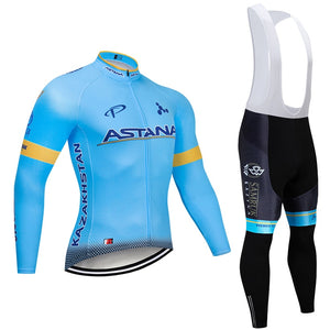 2019 BLUE ASTANA TEAM winter thermal fleece Cycling JERSEY Bike Pants set mens Ropa Ciclismo 12D bicycling Maillot Culotte wear - ArtificialBeast