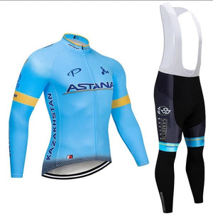 2019 BLUE ASTANA TEAM winter thermal fleece Cycling JERSEY Bike Pants set mens Ropa Ciclismo 12D bicycling Maillot Culotte wear - ArtificialBeast