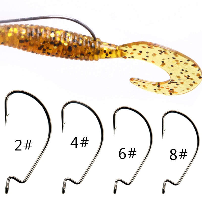 BaMMax Fishing hook High quality 10pcs 8# 4# 2/0 3/0 crank hook for Soft Worm Bait Crankbait Fishing Tackle accessories pesca - ArtificialBeast