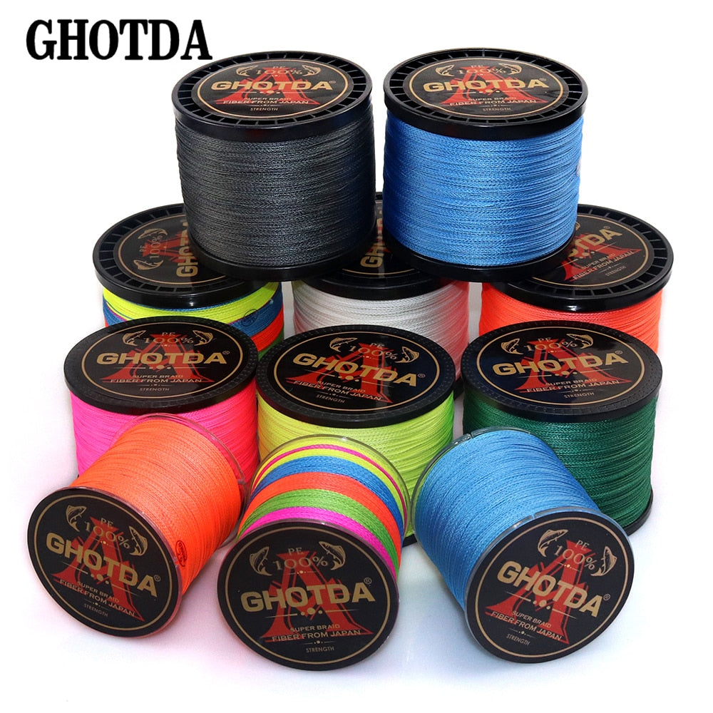 GHOTDA Braid Fishing line 300M 500M 1000M 4 Strands Multifilament Fishing Wire Carp Fishing 10-120lb - ArtificialBeast