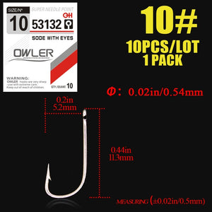 10pcs Fishing Hook SODE with eyes  Barbed Fishhook Bent Fly Fishing Tackle hook AD Sharp Ringed Carp Hook GAC - ArtificialBeast