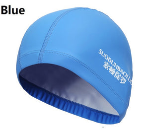 New 2019 Elastic Waterproof PU Fabric Protect Ears Long Hair Sports Swim Pool Hat Swimming Cap Free size for Men & Women Adults - ArtificialBeast