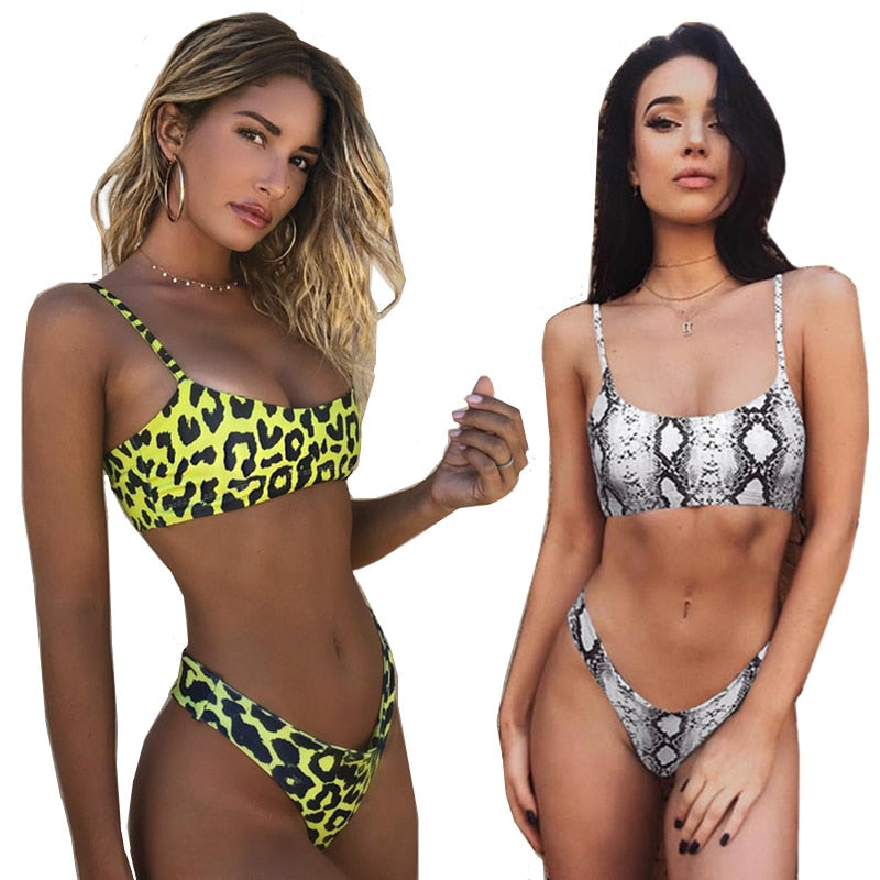 Snakeskin Bikini Women Swimwear Leopard Bikinis Sexy Biquini Swim Suit Push Up Swimsuit Female Beachwear Swimming Bikini Women - ArtificialBeast