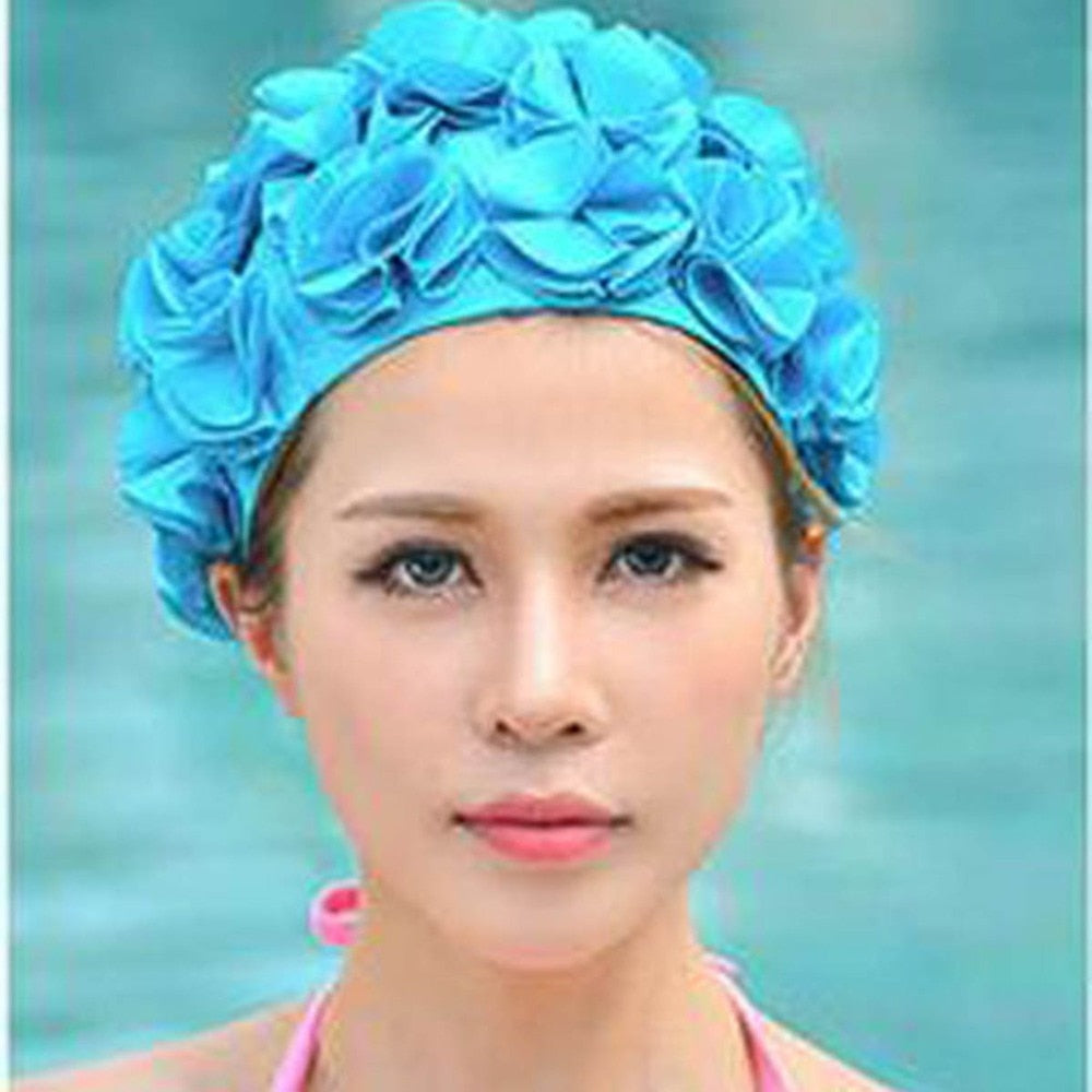 4 Colors Three-dimensional Petal Swimming Caps For Long Hair Outdoor Women Flowers Design Cap Delicate Swimming Cap - ArtificialBeast