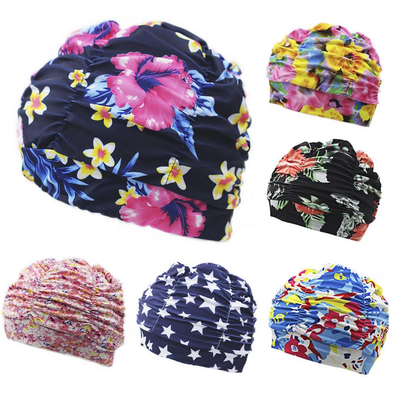 New Womens Stretch Seaside Fold Swim Cap hat Sexy Lady Girls Long Hair Swim Cap Stretch Hat Drape Bathing Swimming Cap #127 - ArtificialBeast