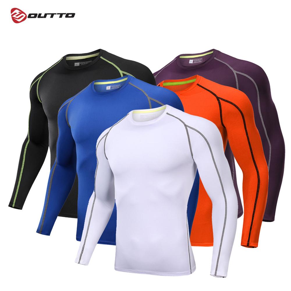 Outto Men's Cycling Base Layers Long Sleeves Compression Quick Dry Elastic Slim Jogging Training Breathable Bicycle Underwear - ArtificialBeast